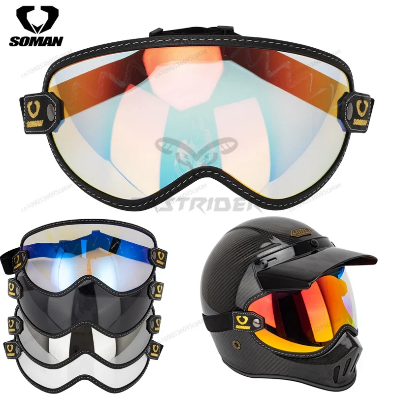 SOMAN Vintage Motorcycle Goggl - đánh giá và giá Vintage Open Face Retro Helmet